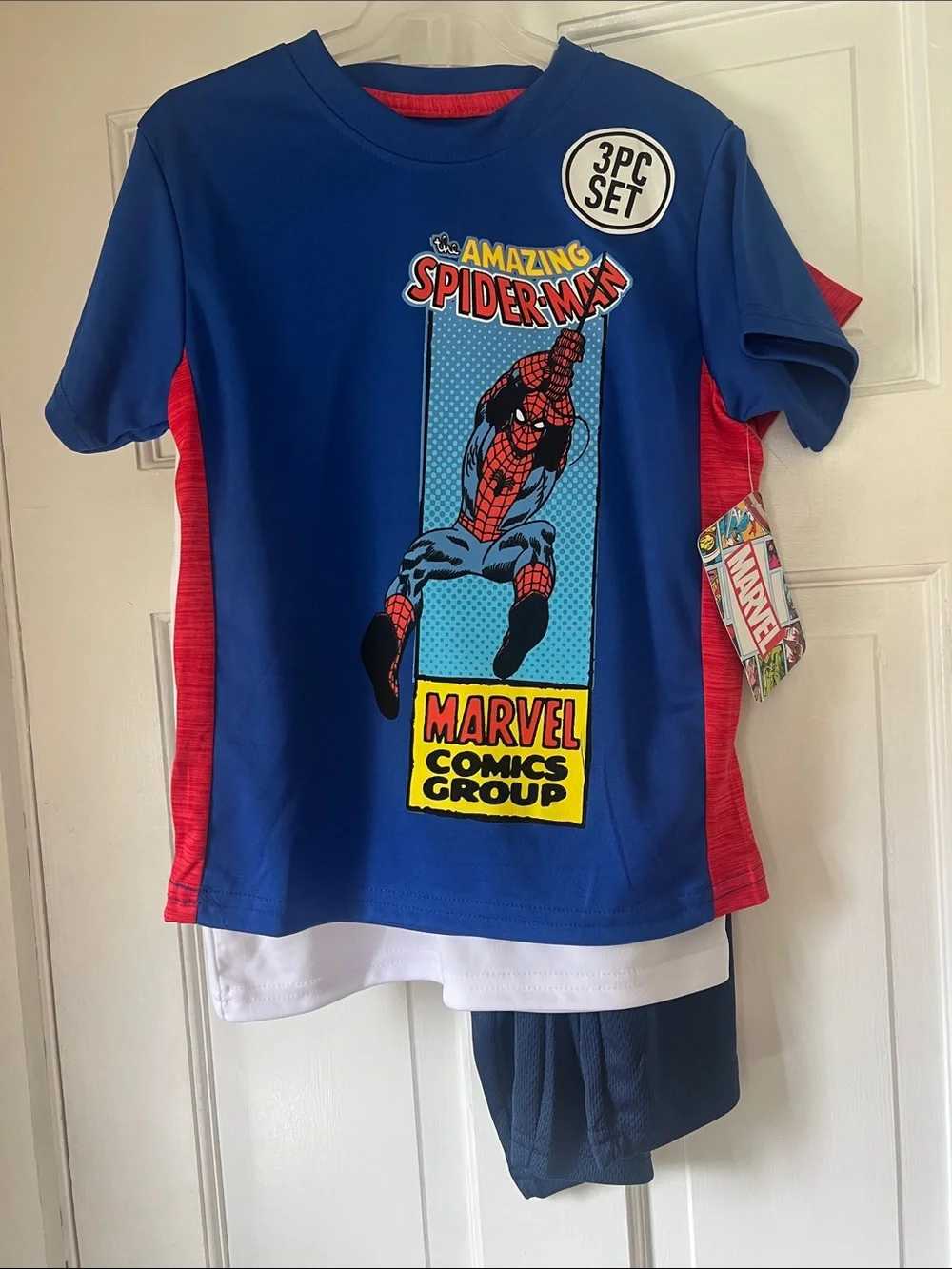 Marvel Spider-Man Blue & Red Kids Costume Tee 3-Pc Set size 6 - Picture 1 of 4